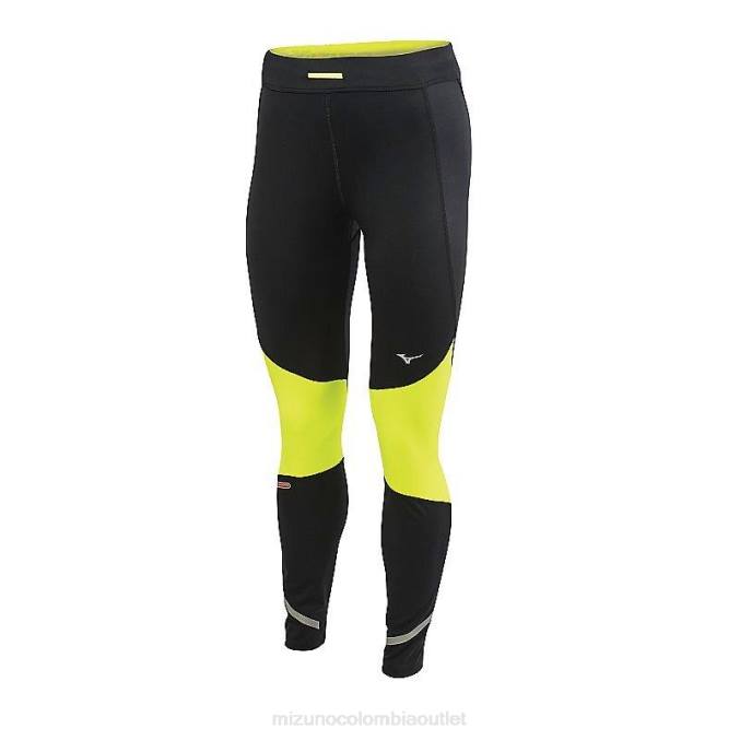 Mizuno A prueba de viento estático aliento térmico corriendo apretado mujer vestir amarillo negro 668F342