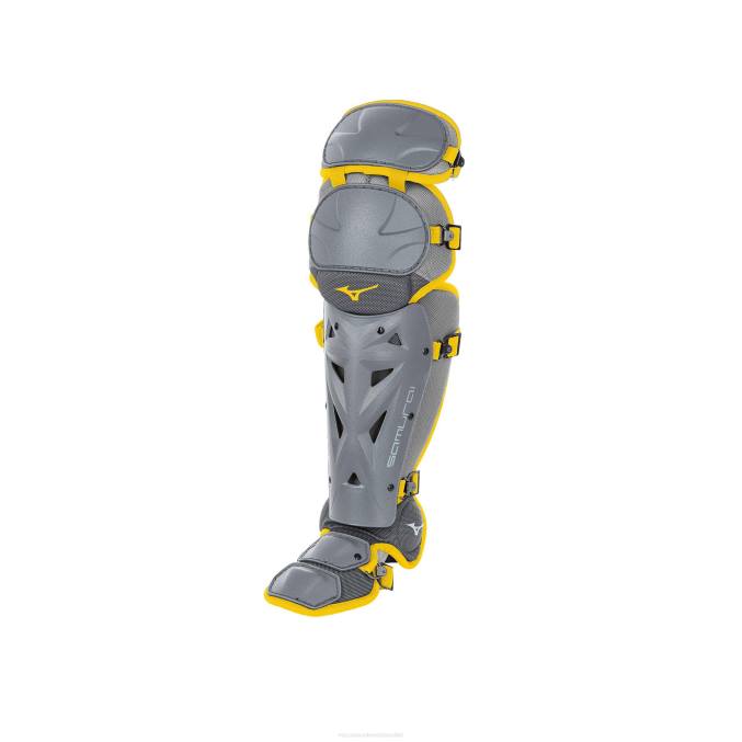 Mizuno Espinilleras samurai de lanzamiento rápido para softball de 16 mujer accesorios gris-amarillo 668F1784