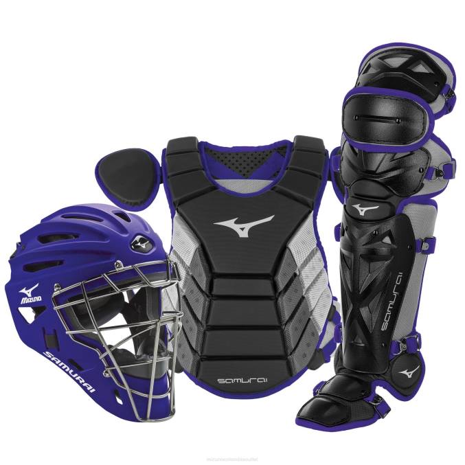 Mizuno Juego de engranajes de receptor en caja de béisbol samurai de 16 unisexo accesorios negro-morado 668F958