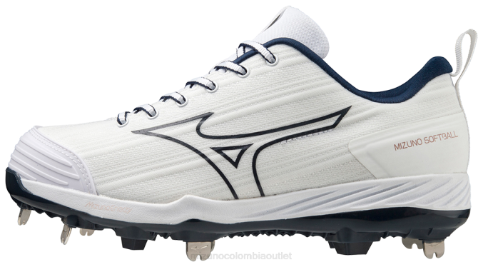 Mizuno Sweep 6 tacos de softbol de metal bajo mujer zapatos blanco-marino(0051) 668F2169