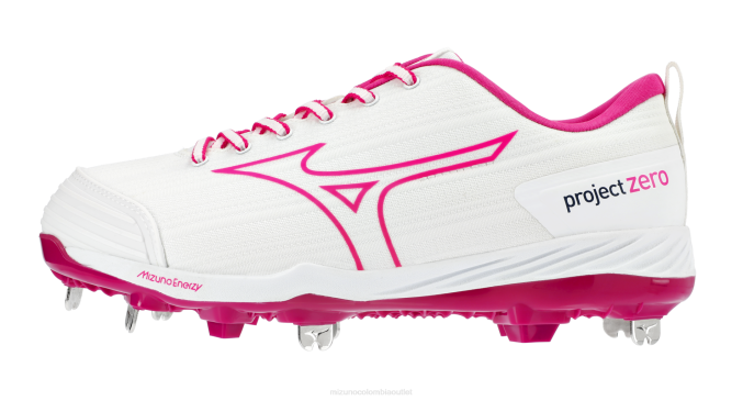 Mizuno Sweep 6 tacos de softbol de metal bajo mujer zapatos blanco-rosatetra(00pt) 668F2166