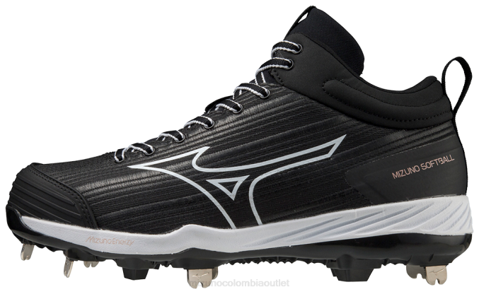 Mizuno Sweep 6 tacos de sóftbol de metal medio mujer zapatos negro-blanco (9000) 668F2179