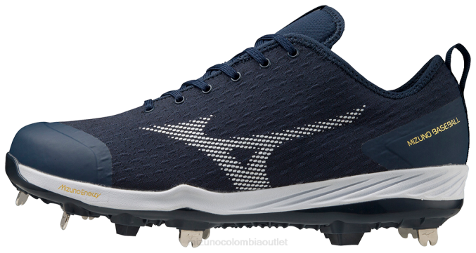 Mizuno Taco de béisbol de metal bajo Dominante 4 hombres zapatos azul marino-blanco (5100) 668F1603