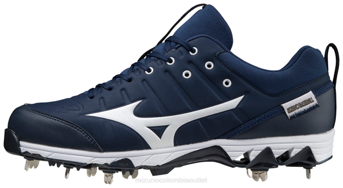 Mizuno Taco de béisbol de metal bajo con 9 puntas Ambition 2 hombres zapatos azul marino-blanco (5100) 668F1608