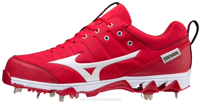 Mizuno Taco de béisbol de metal bajo con 9 puntas Ambition 2 hombres zapatos rojo-blanco (1000) 668F1607