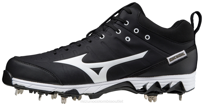 Mizuno Taco de béisbol de metal de 9 puntas Ambition 2 mid metal hombres zapatos negro-blanco (9000) 668F1611