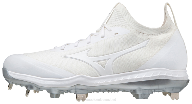 Mizuno Taco de softbol de metal de punto dominante mujer zapatos blanco (0000) 668F2153