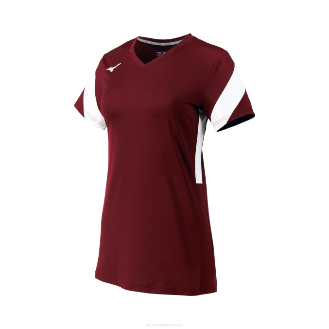 Mizuno balboa 6 camiseta de voleibol de manga corta mujer vestir cardenal-blanco(1200) 668F2307