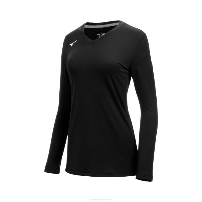 Mizuno balboa 6 camiseta de voleibol de manga larga juventud vestir negro (9090) 668F2389