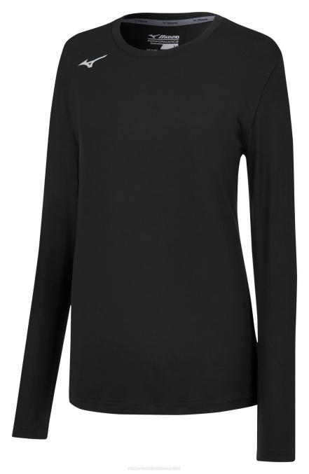Mizuno camiseta de ataque de manga larga mujer vestir negro (9090) 668F2274