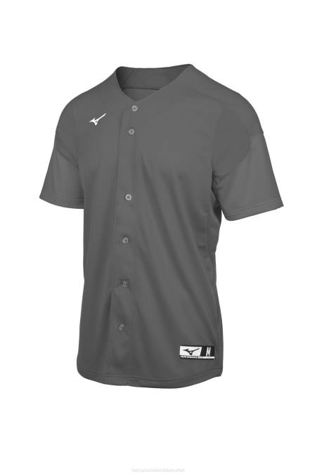 Mizuno camiseta de béisbol con botones completos aerolite hombres vestir carboncillo(9292) 668F1241