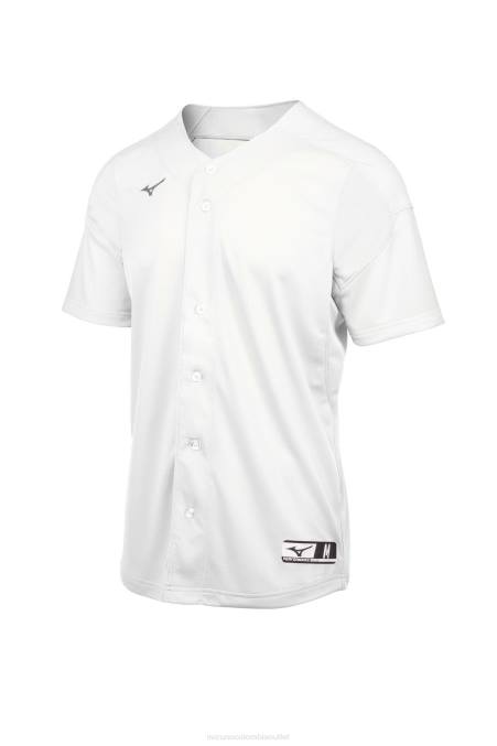 Mizuno camiseta de béisbol con botones completos aerolite juventud vestir blanco (0000) 668F1263