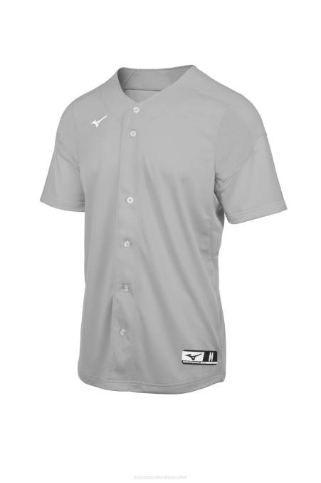 Mizuno camiseta de béisbol con botones completos aerolite juventud vestir gris(9191) 668F1266