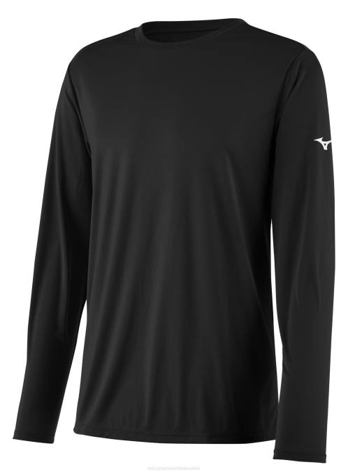 Mizuno camiseta de manga larga hombres vestir negro (9090) 668F1426