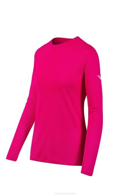 Mizuno camiseta de manga larga juventud vestir rosa impactante (1m1m) 668F1520