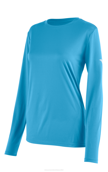Mizuno camiseta de manga larga mujer vestir azul claro(5555) 668F1374