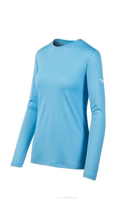 Mizuno camiseta de manga larga mujer vestir azul claro(5555) 668F2110