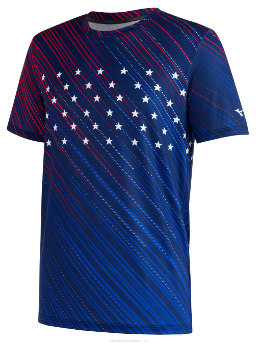 Mizuno camiseta de running de manga corta ecológica imprimible hombres vestir Azul medieval (meme) 668F338