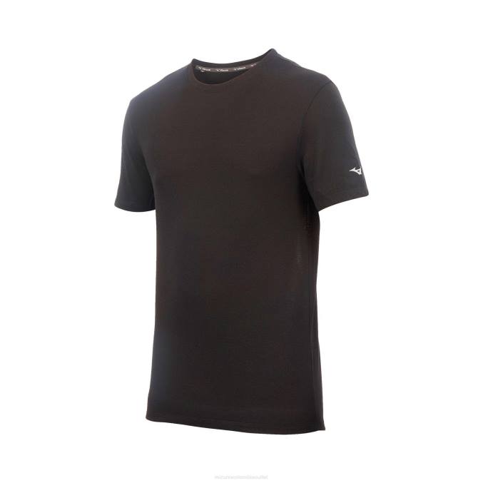Mizuno camiseta de running de manga corta infinity hombres vestir negro (9090) 668F211
