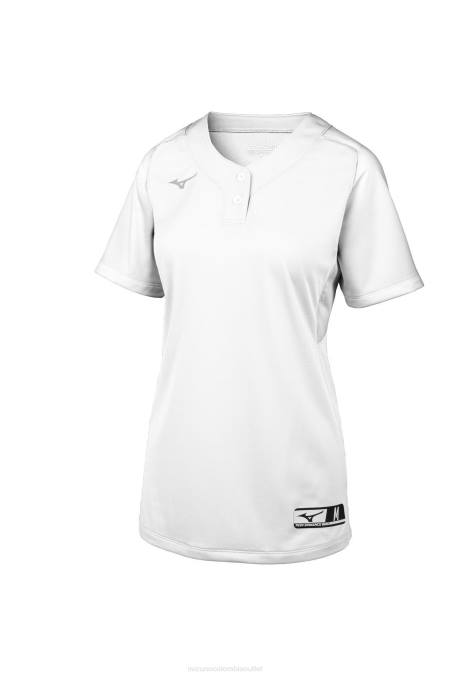 Mizuno camiseta de softball aerolite de 2 botones juventud vestir blanco (0000) 668F1998