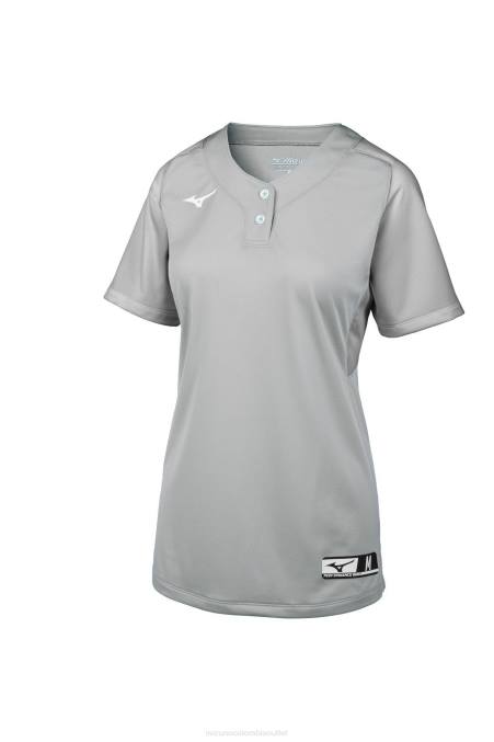 Mizuno camiseta de softball aerolite de 2 botones unisexo vestir gris(9191) 668F1954