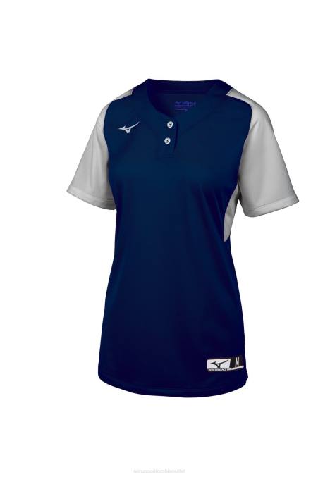 Mizuno camiseta de softball aerolite de 2 botones unisexo vestir gris marino(5191) 668F1952