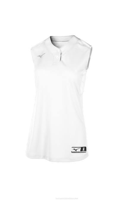 Mizuno camiseta de softbol sin mangas aerolite de 2 botones juventud vestir blanco (0000) 668F2005
