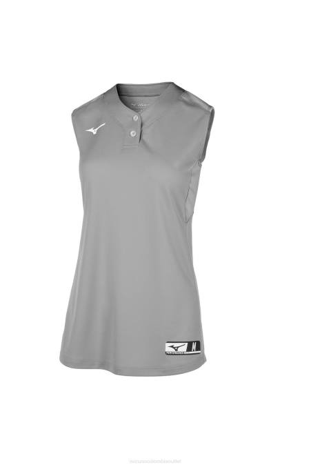 Mizuno camiseta de softbol sin mangas aerolite de 2 botones juventud vestir gris(9191) 668F2010