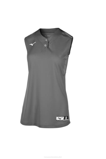 Mizuno camiseta de softbol sin mangas aerolite de 2 botones unisexo vestir carboncillo(9292) 668F1962
