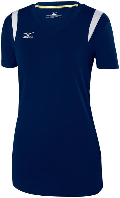 Mizuno camiseta de voleibol de manga corta balboa 50 juventud vestir marino-plata(5173) 668F2421
