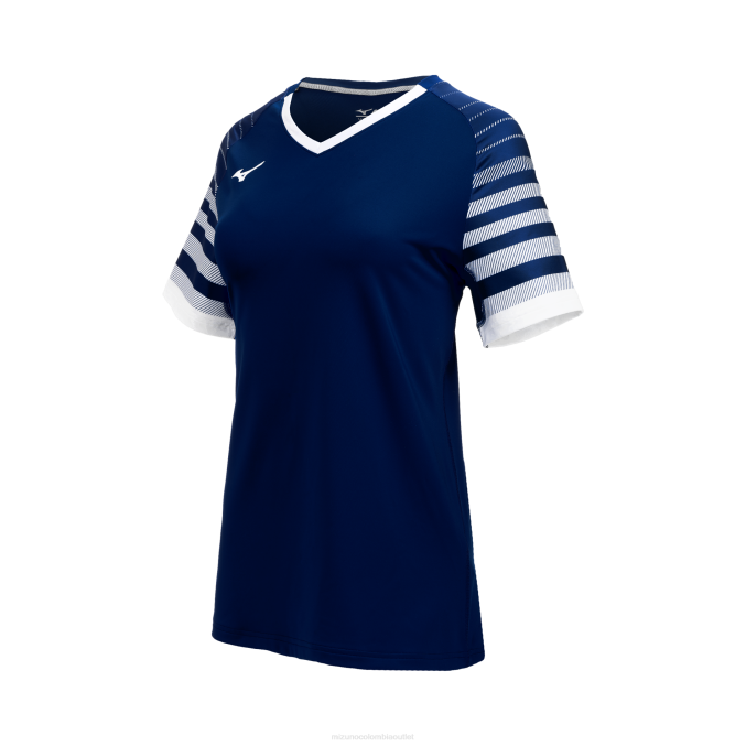Mizuno camiseta de voleibol de manga corta techno 8 mujer vestir azul marino-blanco (5100) 668F2331