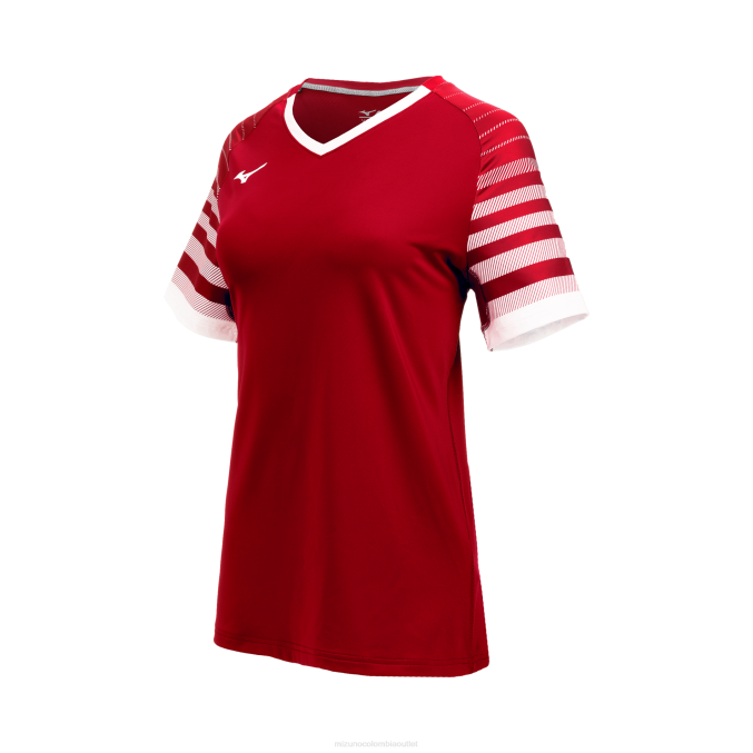 Mizuno camiseta de voleibol de manga corta techno 8 mujer vestir rojo-blanco (1000) 668F2330