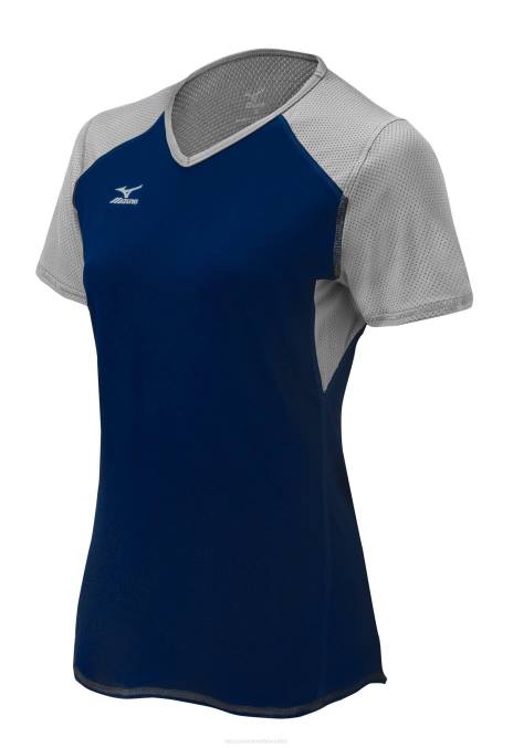 Mizuno camiseta de voleibol de manga corta techno vi unisexo vestir marino-plata(5173) 668F2374