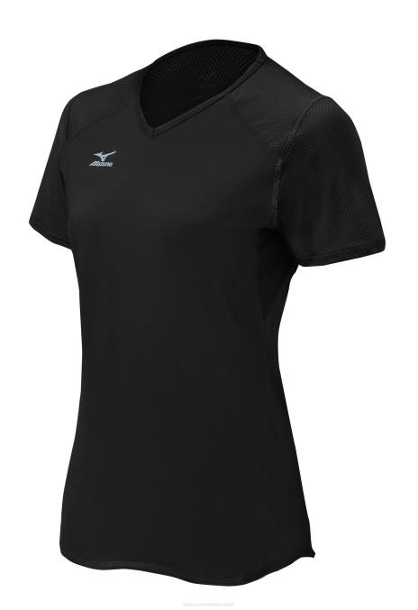 Mizuno camiseta de voleibol de manga corta techno vi unisexo vestir negro (9090) 668F2372