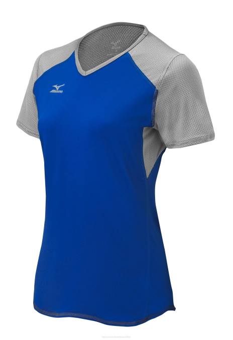 Mizuno camiseta de voleibol de manga corta techno vi unisexo vestir royal-silver(5273) 668F2375