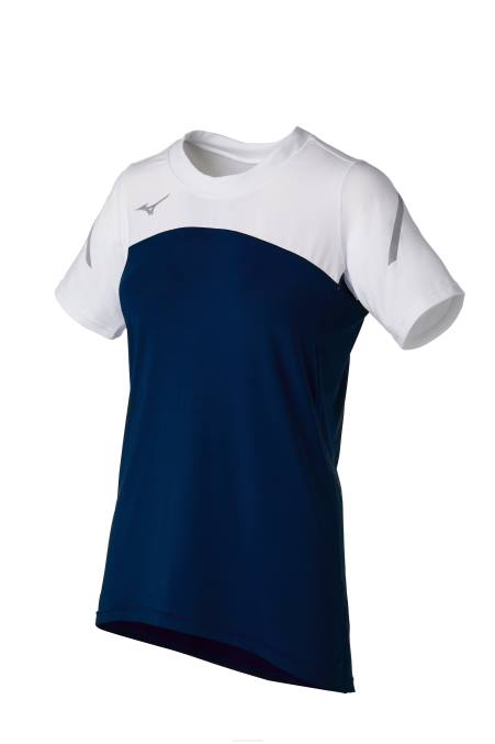 Mizuno camiseta de voleibol de manga corta techno vii unisexo vestir azul marino-blanco (5100) 668F2382