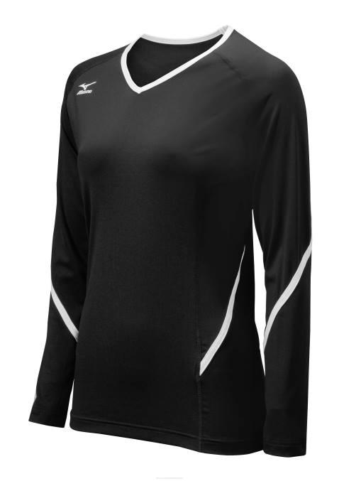 Mizuno camiseta de voleibol de manga larga de generación techno unisexo vestir negro-blanco (9000) 668F2364