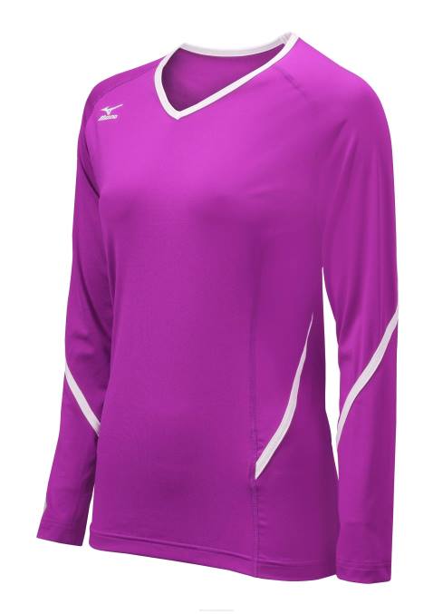 Mizuno camiseta de voleibol de manga larga de generación techno unisexo vestir violeta eléctrico-blanco(8c00) 668F2362