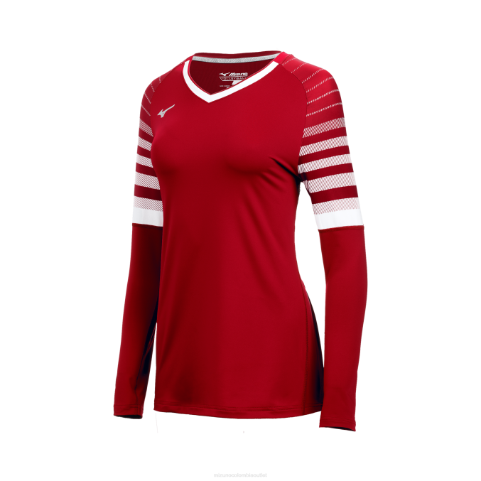 Mizuno camiseta de voleibol de manga larga techno 8 juventud vestir rojo-blanco (1000) 668F2300