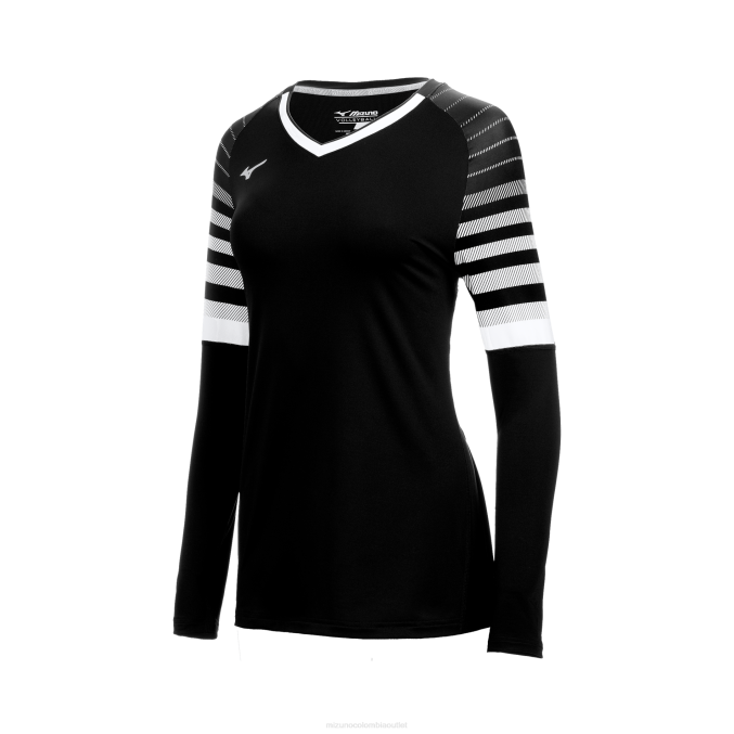 Mizuno camiseta de voleibol de manga larga techno 8 mujer vestir negro-blanco (9000) 668F2327