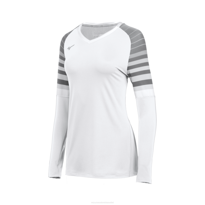 Mizuno camiseta de voleibol de manga larga techno 8 mujer vestir sombra blanca (009i) 668F2329
