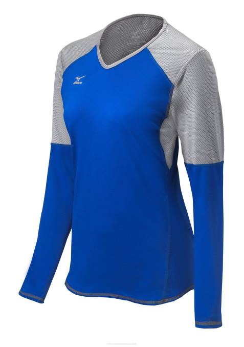 Mizuno camiseta de voleibol de manga larga techno vi unisexo vestir royal-silver(5273) 668F2370