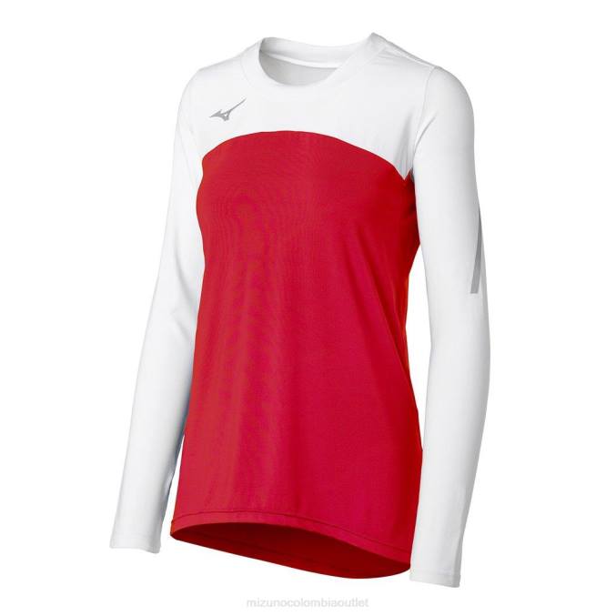 Mizuno camiseta de voleibol de manga larga techno vii unisexo vestir rojo-blanco (1000) 668F2344