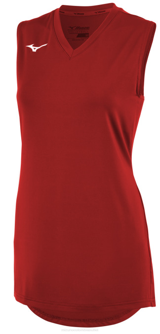 Mizuno camiseta de voleibol sin mangas con cuello en v chica vestir rojo (1010) 668F2517
