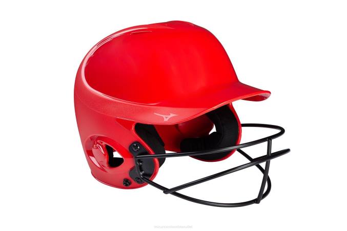 Mizuno casco de bateo sólido de la serie mvp con máscara de softbol de lanzamiento rápido unisexo accesorios rojo (1010) 668F1713