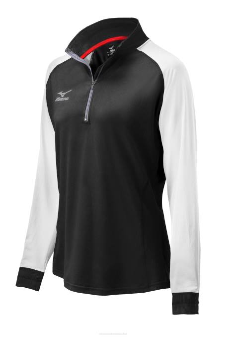 Mizuno chamarra prime con media cremallera unisexo vestir negro-blanco (9000) 668F2552