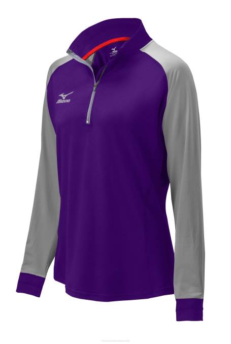 Mizuno chamarra prime con media cremallera unisexo vestir violeta-gris(6091) 668F2551
