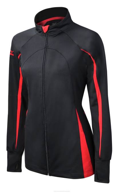 Mizuno chaqueta elite 9 focus con cremallera completa juventud vestir negro-rojo(9010) 668F2537