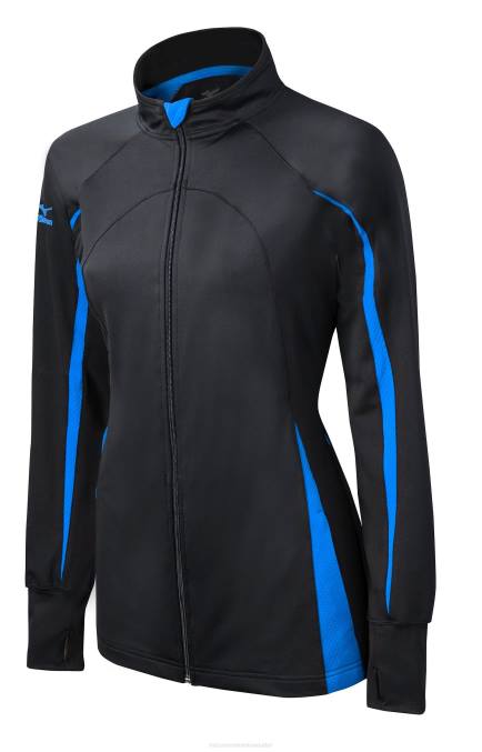 Mizuno chaqueta elite 9 focus con cremallera completa juventud vestir negro-royal(9052) 668F2543