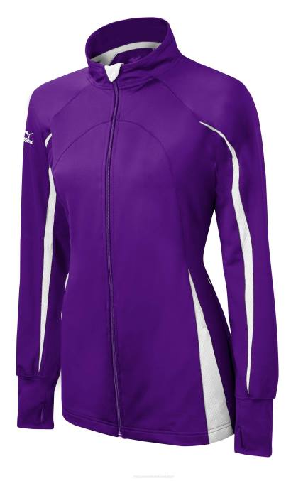 Mizuno chaqueta elite 9 focus con cremallera completa juventud vestir púrpura-blanco (6000) 668F2542